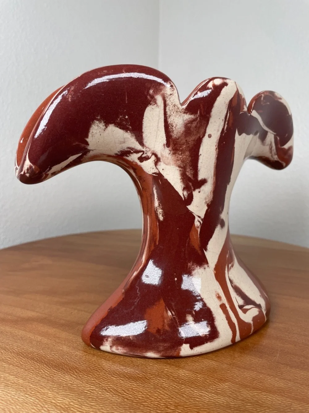 VTG 1978 Montana Clays in Calico Handmade Art Pottery Fluted Vase  Marbled